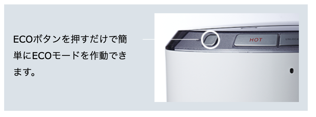 フレシャスのエコモードのボタン