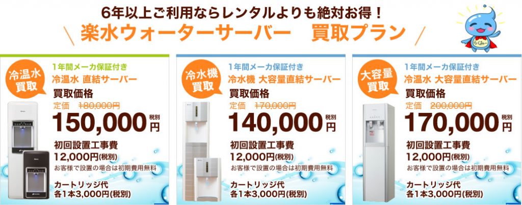 楽水ウォーターサーバー 買取プラン